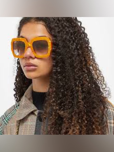 New Yellow Orange Gucci Oversized Amber Square Gradient Lens Sunglasses